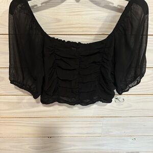Elegant Black Ruffled Off-Shoulder Top